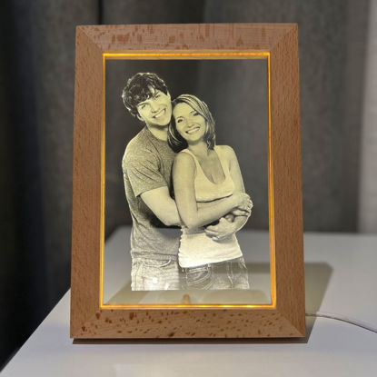 Picture of Custom Crystal Photo With Wooden Light Frame