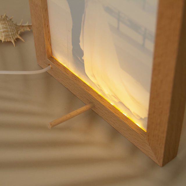 Picture of Custom Crystal Photo With Wooden Light Frame