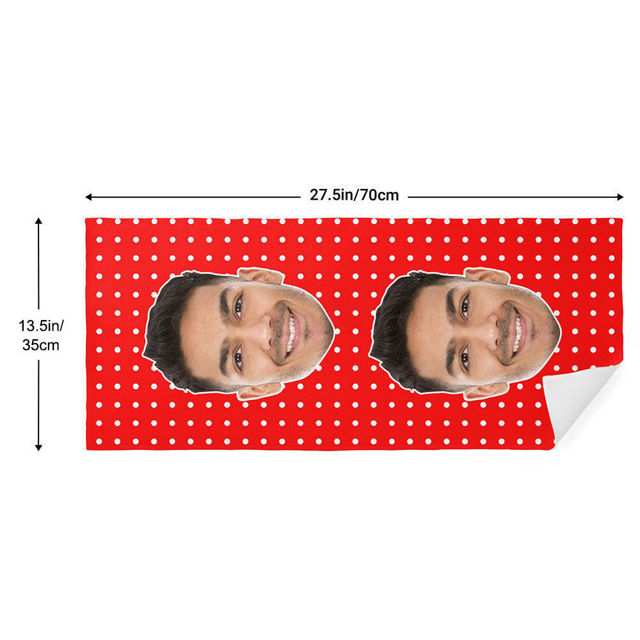 Picture of Custom Face Polka Dots Towel Personalized Photo Towel Funny Gift