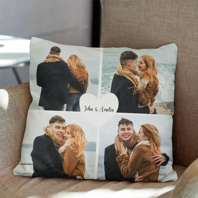 Picture of Personalized Photo Pillowcase  - Pillowcase With Multiple Photos - Housewarming Gift - Gift For Christmas, Anniversary, Birthday Or Valentine's Day