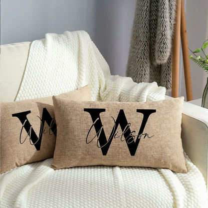 Picture of Personalized Family Name Pillowcase - Pillow case With Family Name Styles - Housewarming Gift - Unique Home Decor