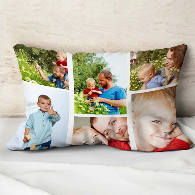 Picture of Personalized Photo Rectangle Pillow case - Custom With Multiple Photos - Gift For Housewarming Or Christmas