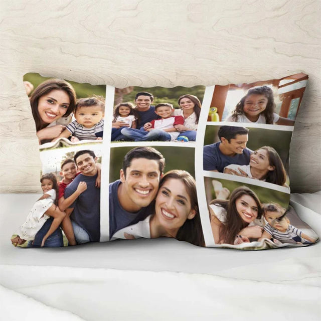 Picture of Personalized Photo Rectangle Pillow case - Custom With Multiple Photos - Gift For Housewarming Or Christmas