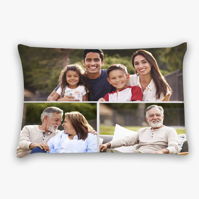 Picture of Personalized Photo Rectangle Pillow case - Custom With Multiple Photos - Gift For Housewarming Or Christmas