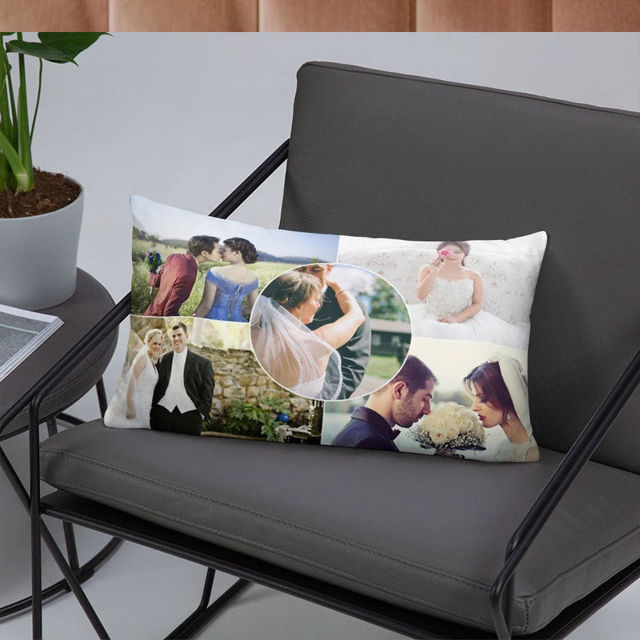 Picture of Personalized Photo Rectangle Pillow case - Custom With Multiple Photos - Gift For Housewarming Or Christmas