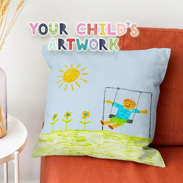 Picture of Personalized Kids Artwork Pillow Case  - Custom Pillow Case With Kids' drawing  - Unique Birthday Gift And Home Decor