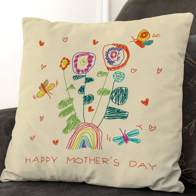 Picture of Personalized Kids Artwork Pillow Case  - Custom Pillow Case With Kids' drawing  - Unique Birthday Gift And Home Decor