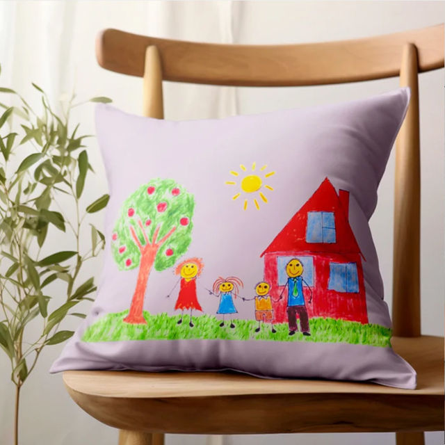 Picture of Personalized Kids Artwork Pillow Case  - Custom Pillow Case With Kids' drawing  - Unique Birthday Gift And Home Decor