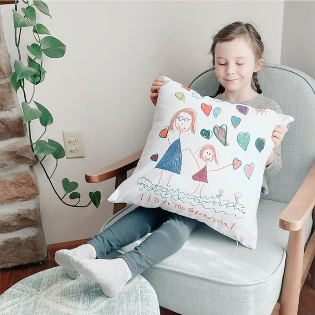 Picture of Personalized Kids Artwork Pillow Case  - Custom Pillow Case With Kids' drawing  - Unique Birthday Gift And Home Decor