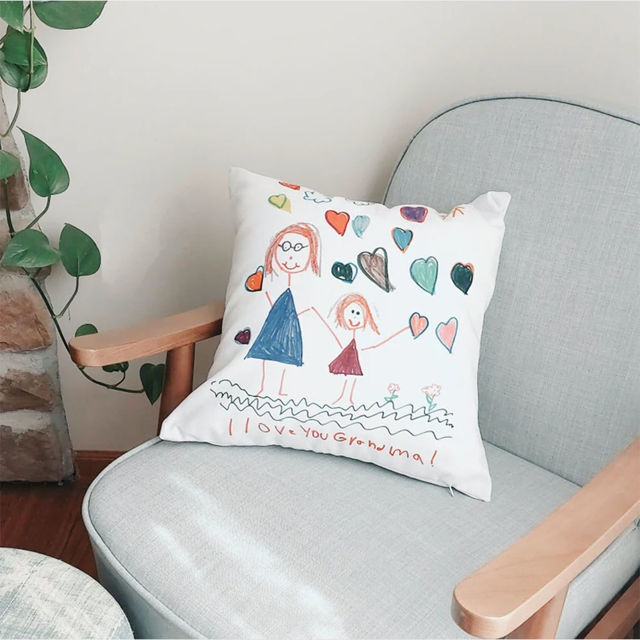 Picture of Personalized Kids Artwork Pillow Case  - Custom Pillow Case With Kids' drawing  - Unique Birthday Gift And Home Decor