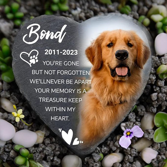 Picture of Personalized Pet Memorial Stone - Custom Photo Memorial Stone Engraved - Pet Loss Gifts - Pet Grave Marker