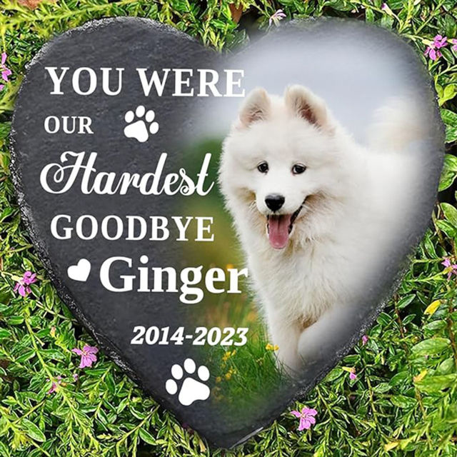 Picture of Personalized Pet Memorial Stone - Custom Photo Memorial Stone Engraved - Pet Loss Gifts - Pet Grave Marker