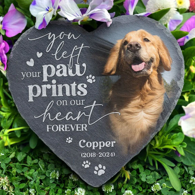 Picture of Personalized Pet Memorial Stone - Custom Photo Memorial Stone Engraved - Pet Loss Gifts - Pet Grave Marker