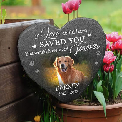 Picture of Personalized Pet Memorial Stone - Custom Photo Memorial Grave Stone Engraved For Dog Or Cat - Pet Loss Gifts