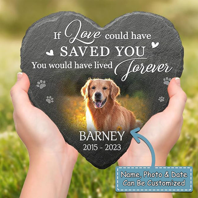 Picture of Personalized Pet Memorial Stone - Custom Photo Memorial Grave Stone Engraved For Dog Or Cat - Pet Loss Gifts