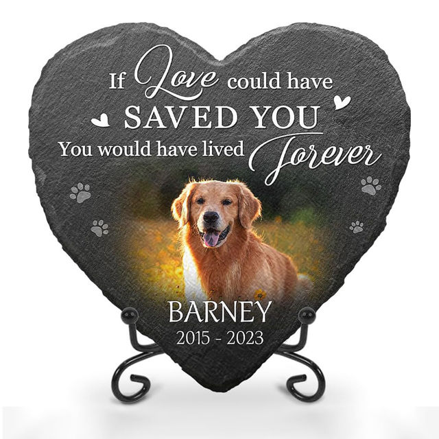 Picture of Personalized Pet Memorial Stone - Custom Photo Memorial Grave Stone Engraved For Dog Or Cat - Pet Loss Gifts