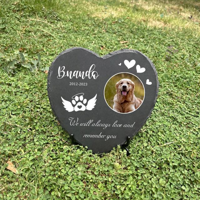 Picture of Custom Pet Memorial Stone - Personalized Photo Memorial Stone Engraved