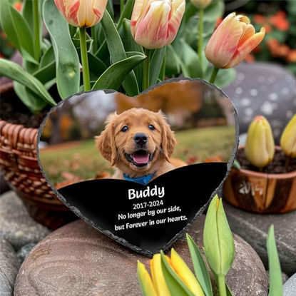 Picture of Custom Memorial Stone For Pet - Personalized Photo Memorial GraveStone Engraved