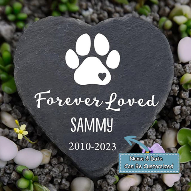 Picture of Custom Name Memorial Stone  For Pets - Personalized Memorial GraveStone Engraved - Heartwarming Gift