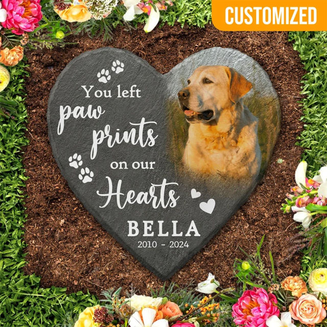 Picture of Custom Photo Pet Memorial Stone Engraved - Personalized Memorial Stone For Furry Friend- Pet Grave Marker