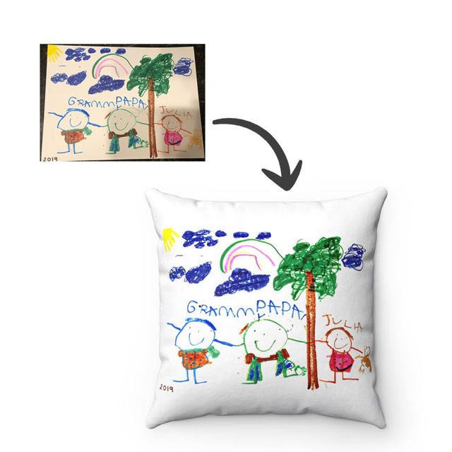 Picture of Personalized Kids Artwork Pillow Case  - Custom Pillow Case With Kids' drawing  - Unique Birthday Gift And Home Decor