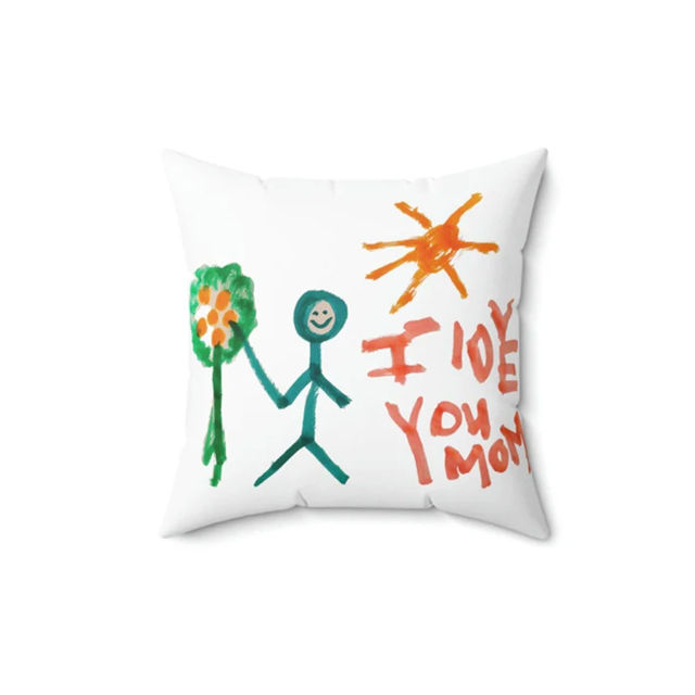 Picture of Personalized Kids Artwork Pillow Case  - Custom Pillow Case With Kids' drawing  - Unique Birthday Gift And Home Decor