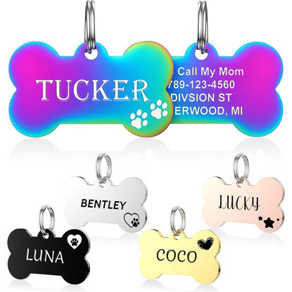 Picture of Personalized Tag for Pets With Multiple Shapes & Colors - Customized With Telephone Number - Best Gift for Pet Lovers