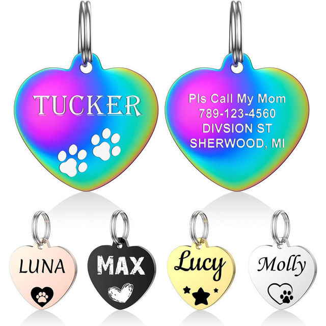 Picture of Personalized Tag for Pets With Multiple Shapes & Colors - Customized With Telephone Number - Best Gift for Pet Lovers