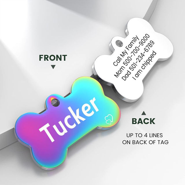 Picture of Personalized Tag for Pets With Multiple Shapes & Colors - Customized With Telephone Number - Best Gift for Pet Lovers