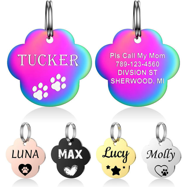 Picture of Personalized Tag for Pets With Multiple Shapes & Colors - Customized With Telephone Number - Best Gift for Pet Lovers