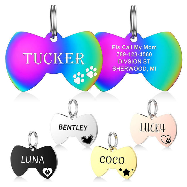 Picture of Personalized Tag for Pets With Multiple Shapes & Colors - Customized With Telephone Number - Best Gift for Pet Lovers