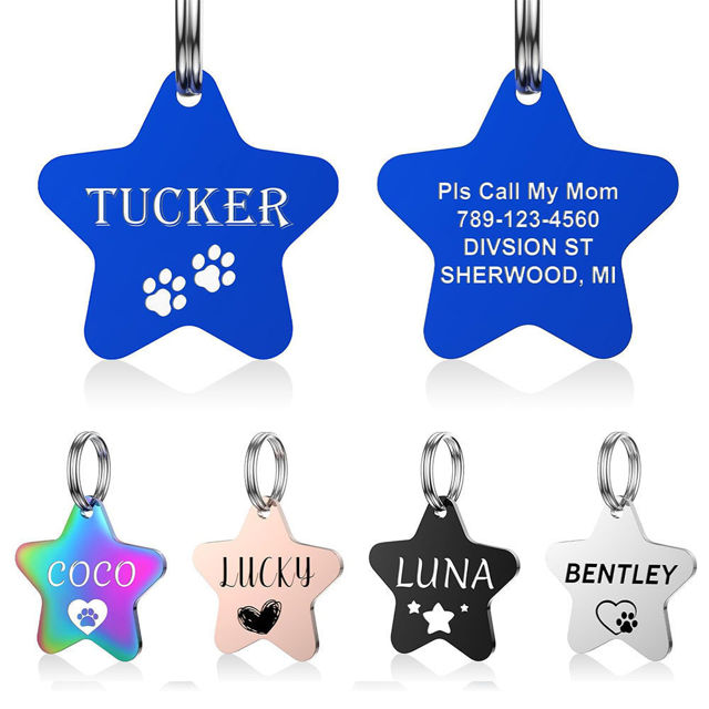 Picture of Personalized Tag for Pets With Multiple Shapes & Colors - Customized With Telephone Number - Best Gift for Pet Lovers