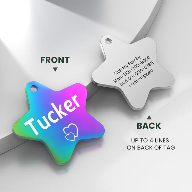 Picture of Personalized Tag for Pets With Multiple Shapes & Colors - Customized With Telephone Number - Best Gift for Pet Lovers