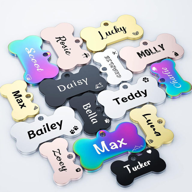 Picture of Personalized Tag for Pets With Multiple Shapes & Colors - Customized With Telephone Number - Best Gift for Pet Lovers