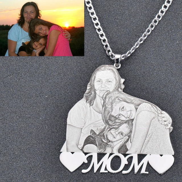 Picture of Custom Name Necklace with Your Own Photo - Personalized Necklace w/ Your Name & Photo