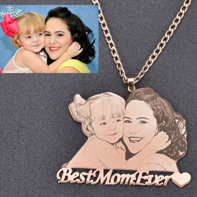 Picture of Custom Name Necklace with Your Own Photo - Personalized Necklace w/ Your Name & Photo