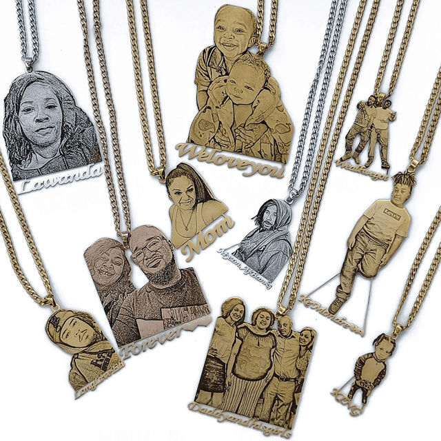 Picture of Custom Name Necklace with Your Own Photo - Personalized Necklace w/ Your Name & Photo