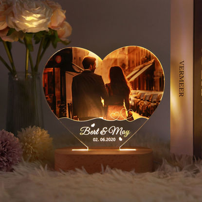 Picture of Custom Photo Night Light With Heart Shape - Personalized Night light -  Best Gift For Valentine's Day - Best Gift  for Anniversary
