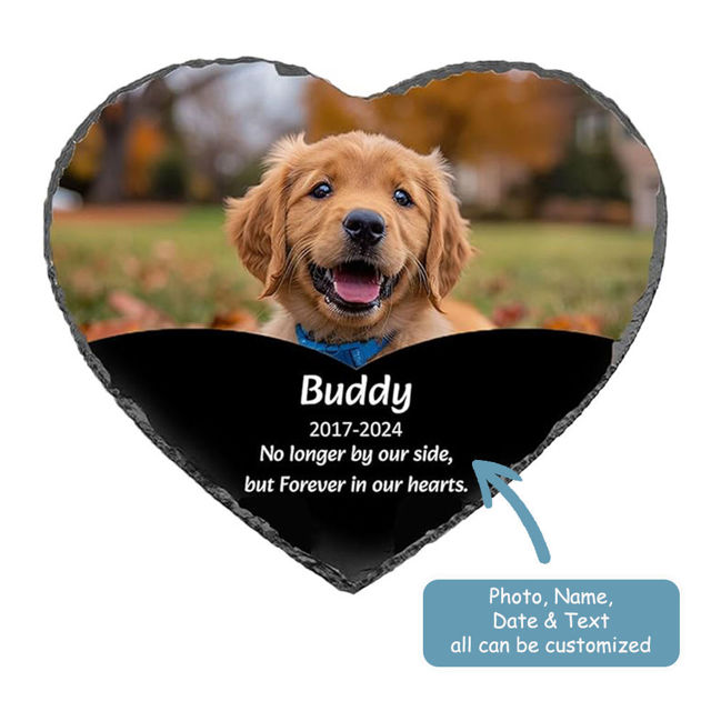 Picture of Custom Memorial Stone For Pet - Personalized Photo Memorial GraveStone Engraved