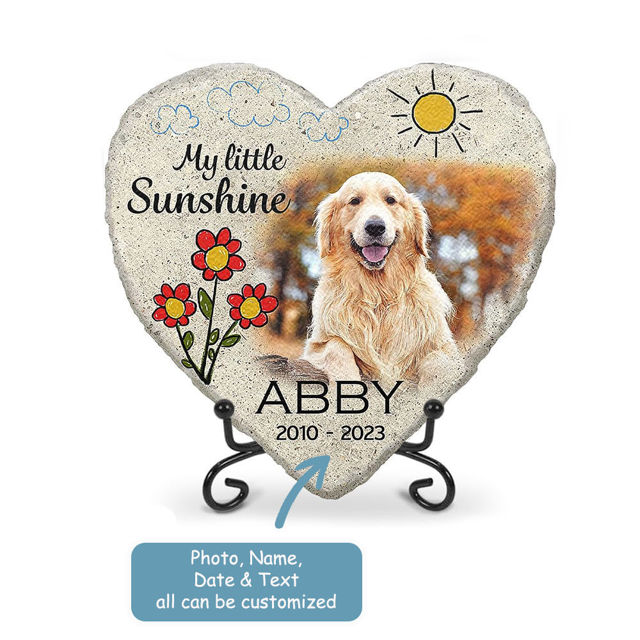 Picture of Personalized Pet Memorial Stone With Photo - Custom Photo Memorial Stone Engraved - Cute graffiti Pet Grave Marker