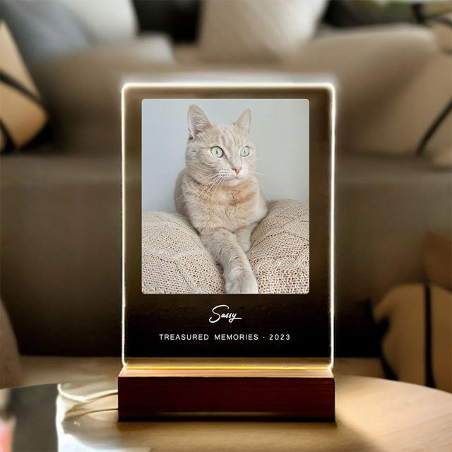 Picture of Personalized Pet Memorial Photo Night Light - Custom Pet Night light -  Heartwarming Gift - Best Gift For Pet Person