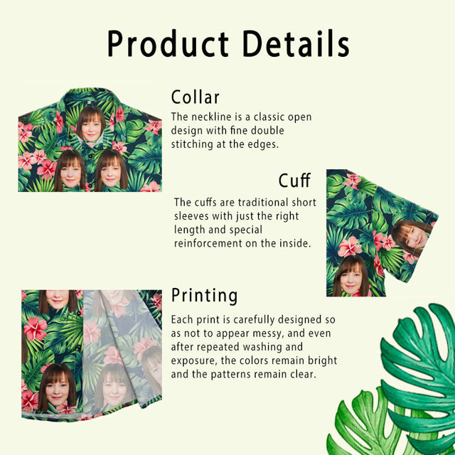 Picture of Custom Face Photo Hawaiian Shirts & Shorts - Personalized Face Photo Short Sleeve Casual Hawaiian Shirts for Family - Best Summer Beach Party Shirts - Style #2