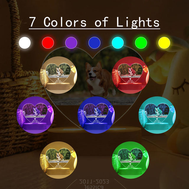 Picture of Personalized Pet Memorial Photo Night Light With Multiple Shapes - Custom Pet Night light -  Heartwarming Gift For Pet Person