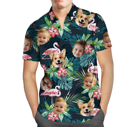 Picture of Custom Face Photo Hawaiian Shirts & Shorts - Personalized Face Photo Short Sleeve Casual Hawaiian Shirts for Family - Best Summer Beach Party Shirts - Style #2