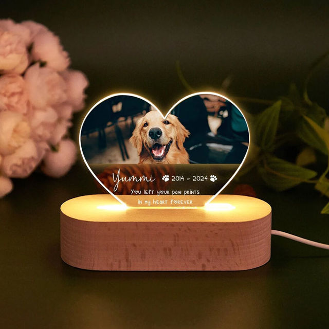 Picture of Personalized Pet Memorial Photo Night Light With Multiple Shapes - Custom Pet Night light -  Heartwarming Gift For Pet Person