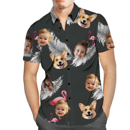Picture of Custom Face Photo Hawaiian Shirts & Shorts - Personalized Face Photo Short Sleeve Casual Hawaiian Shirts for Family - Best Summer Beach Party Shirts - Style #7