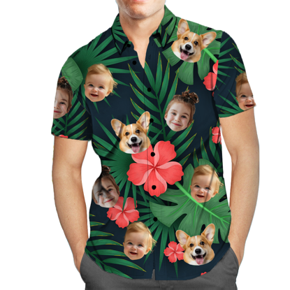 Picture of Custom Face Photo Hawaiian Shirts & Shorts - Personalized Face Photo Short Sleeve Casual Hawaiian Shirts for Family - Best Summer Beach Party Shirts - Style #11
