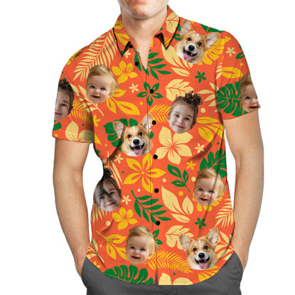 Picture of Custom Face Photo Hawaiian Shirts & Shorts - Personalized Face Photo Short Sleeve Casual Hawaiian Shirts for Family - Best Summer Beach Party Shirts - Style #16