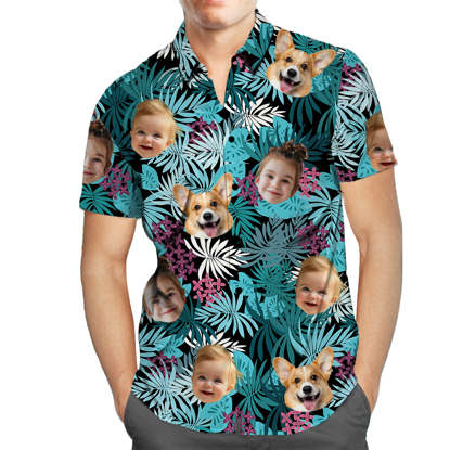 Picture of Custom Face Photo Hawaiian Shirts & Shorts - Personalized Face Photo Short Sleeve Casual Hawaiian Shirts for Family - Best Summer Beach Party Shirts - Style #10