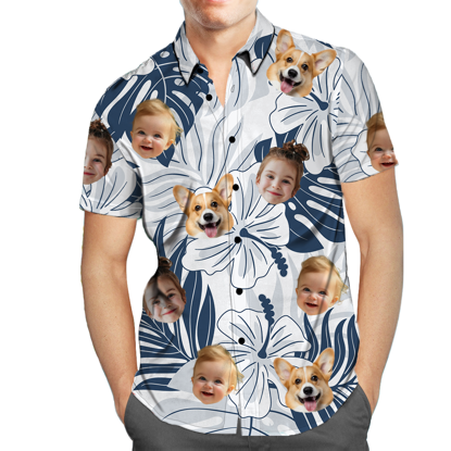 Picture of Custom Face Photo Hawaiian Shirts & Shorts - Personalized Face Photo Short Sleeve Casual Hawaiian Shirts for Family - Best Summer Beach Party Shirts - Style #19